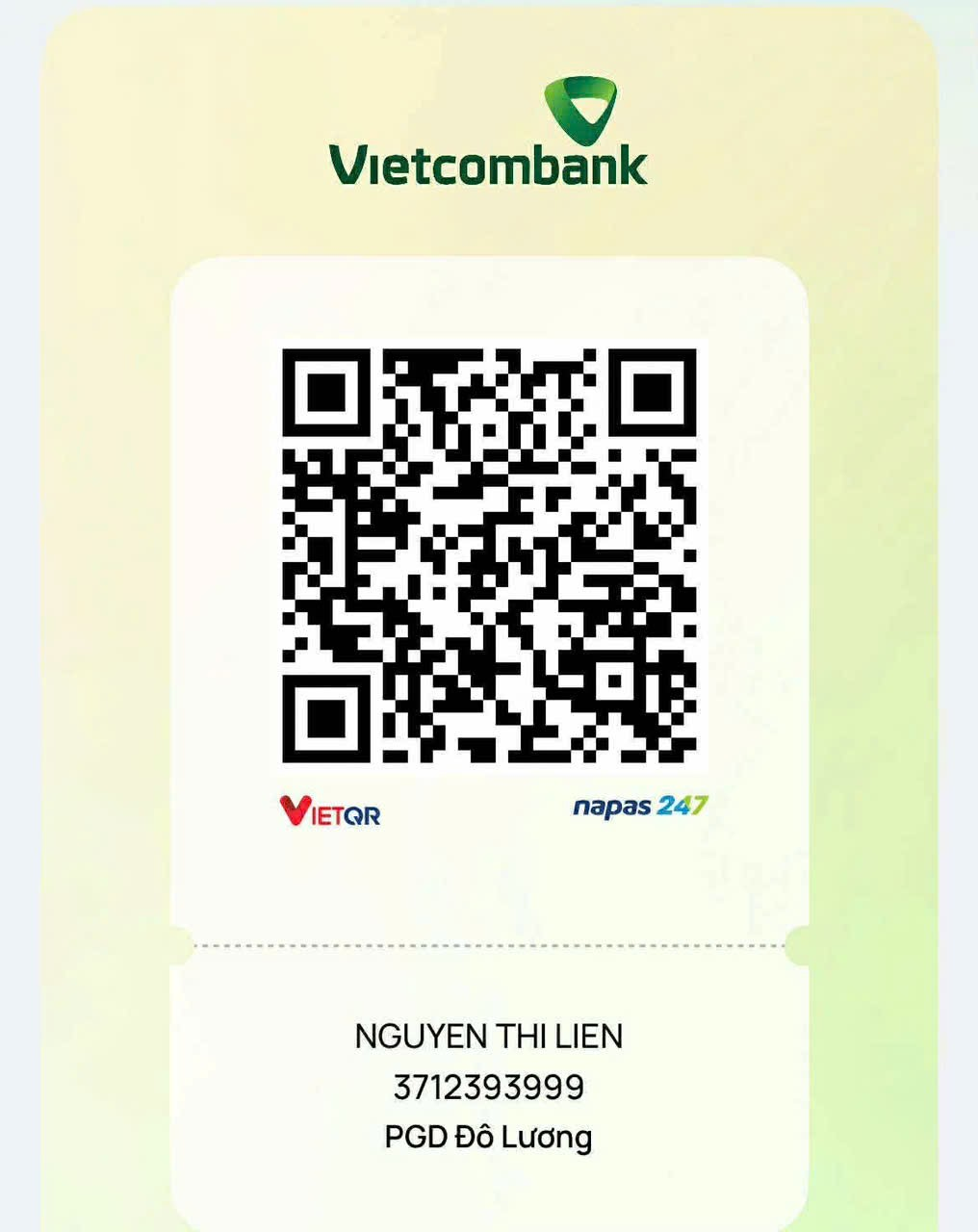 Mã QR chuyển khoản Vietcombank của Nguyễn Thị Liên